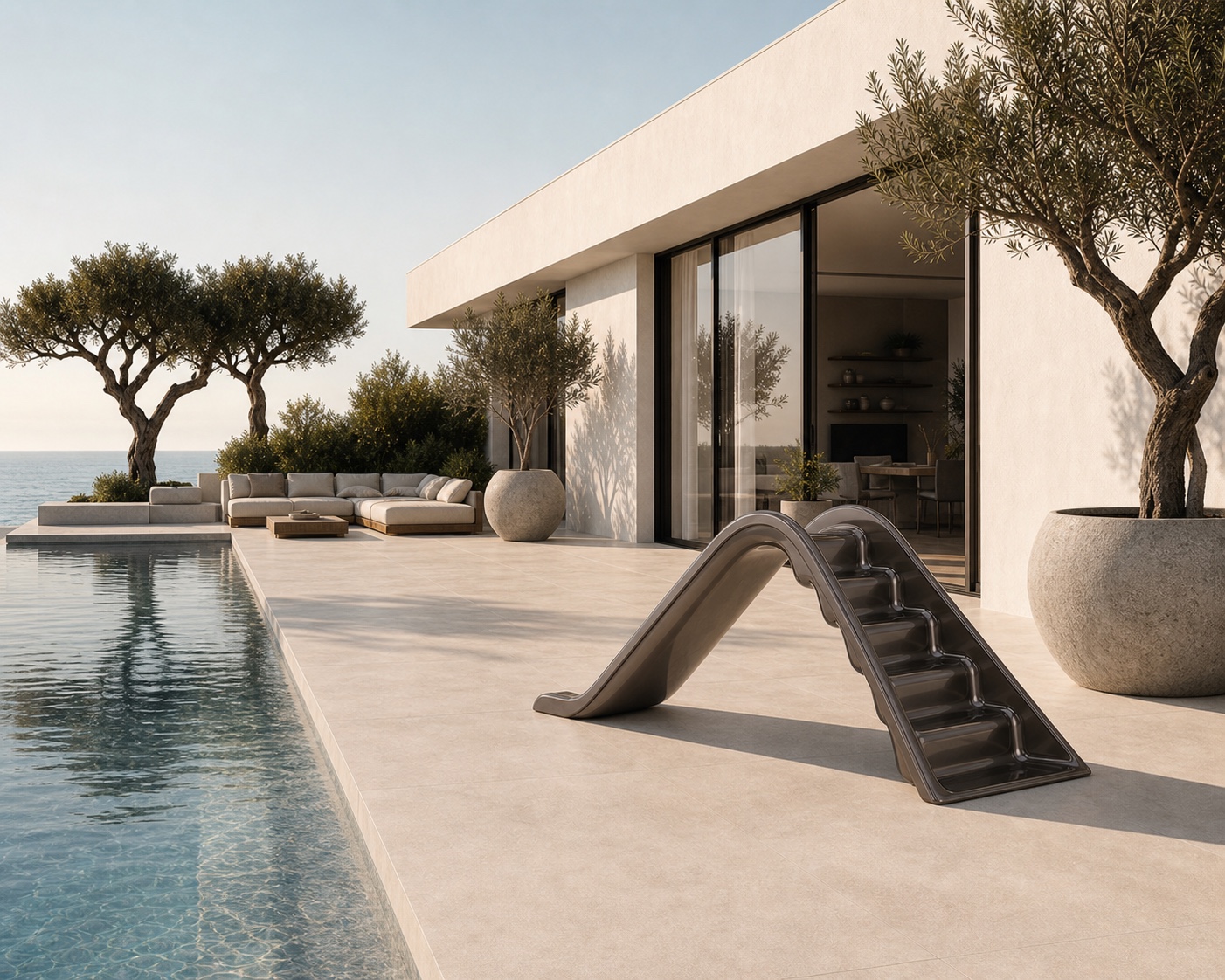 Smoky taupe Ritzy-Slide at a coastal villa
