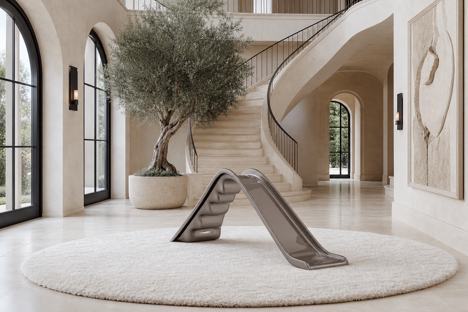 The Ritzy-Slide in a grand light foyer